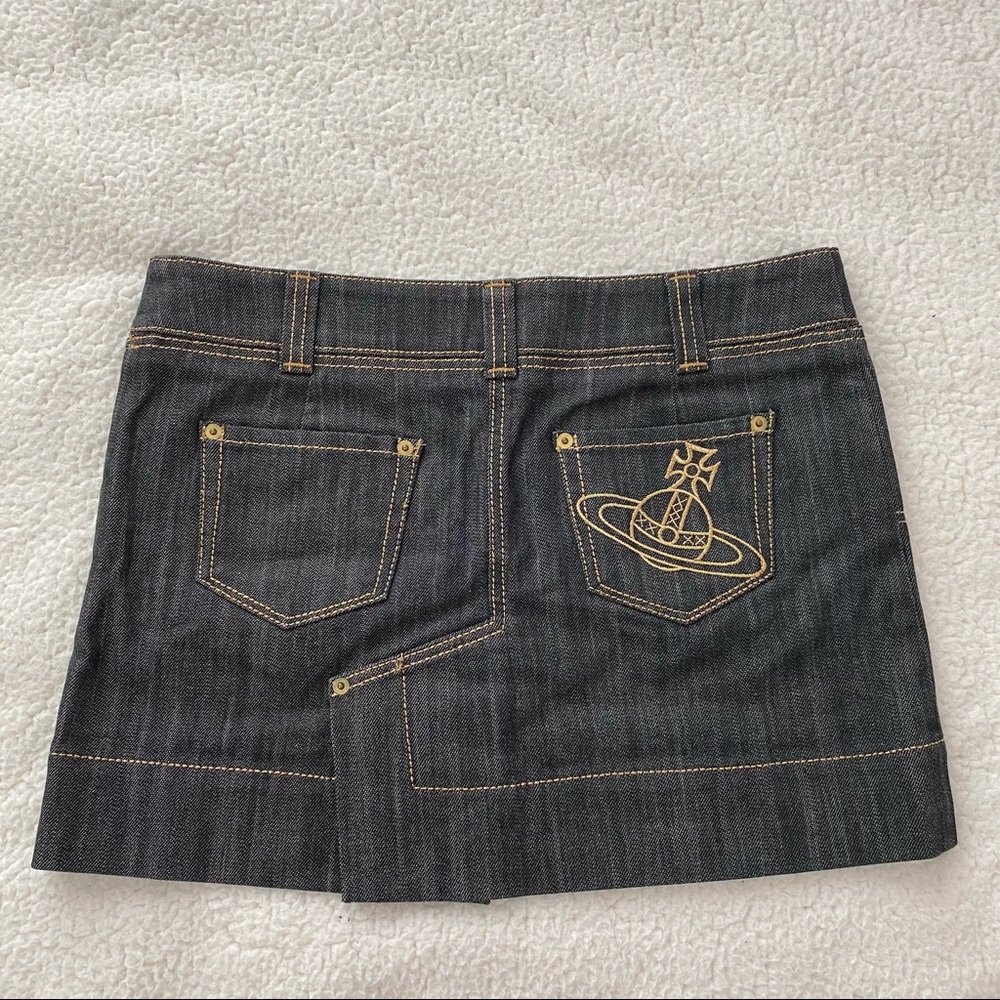 Vivienne Westwood Denim Mini Skirt Orb Embroidery